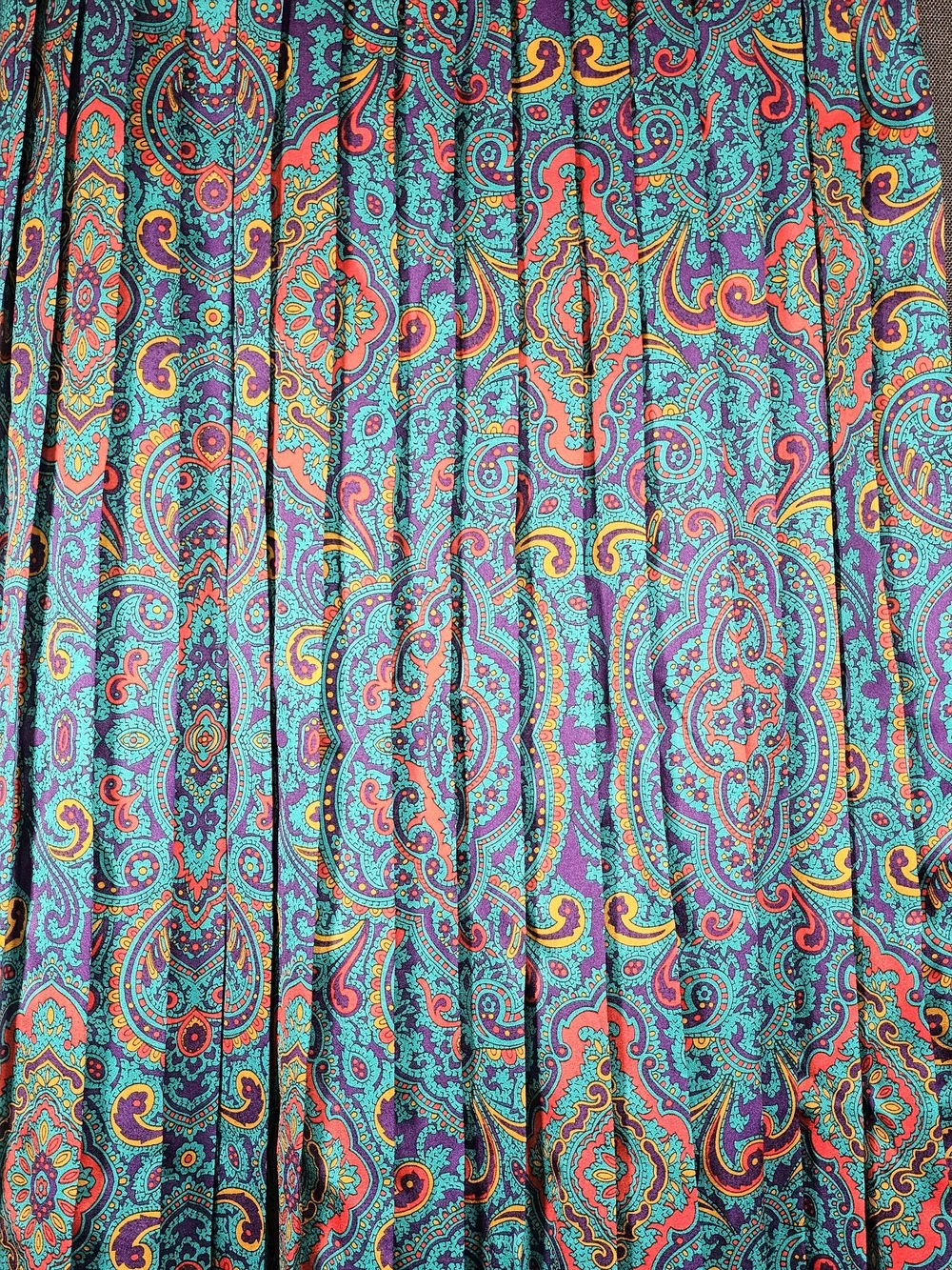 RARE VINTAGE NWT! Diane Von Furstenberg Teal Paisley Pleated Maxi Skirt